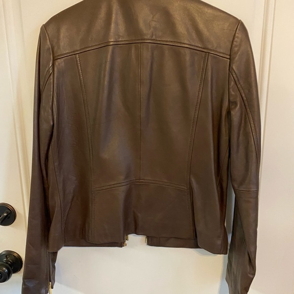 Women’s Michael Kors Brown Leather Jacket Size M NWOT - Picture 4 of 5